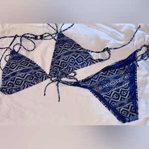 La Blanca Navy and White Geometric Bikini